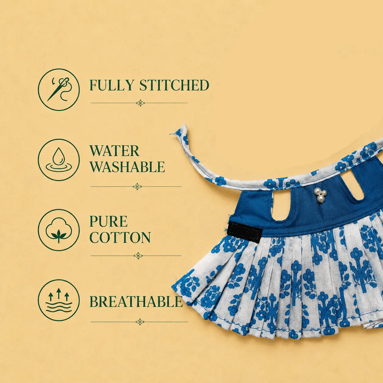 Sky Blue Cotton Laddu Gopal Poshak